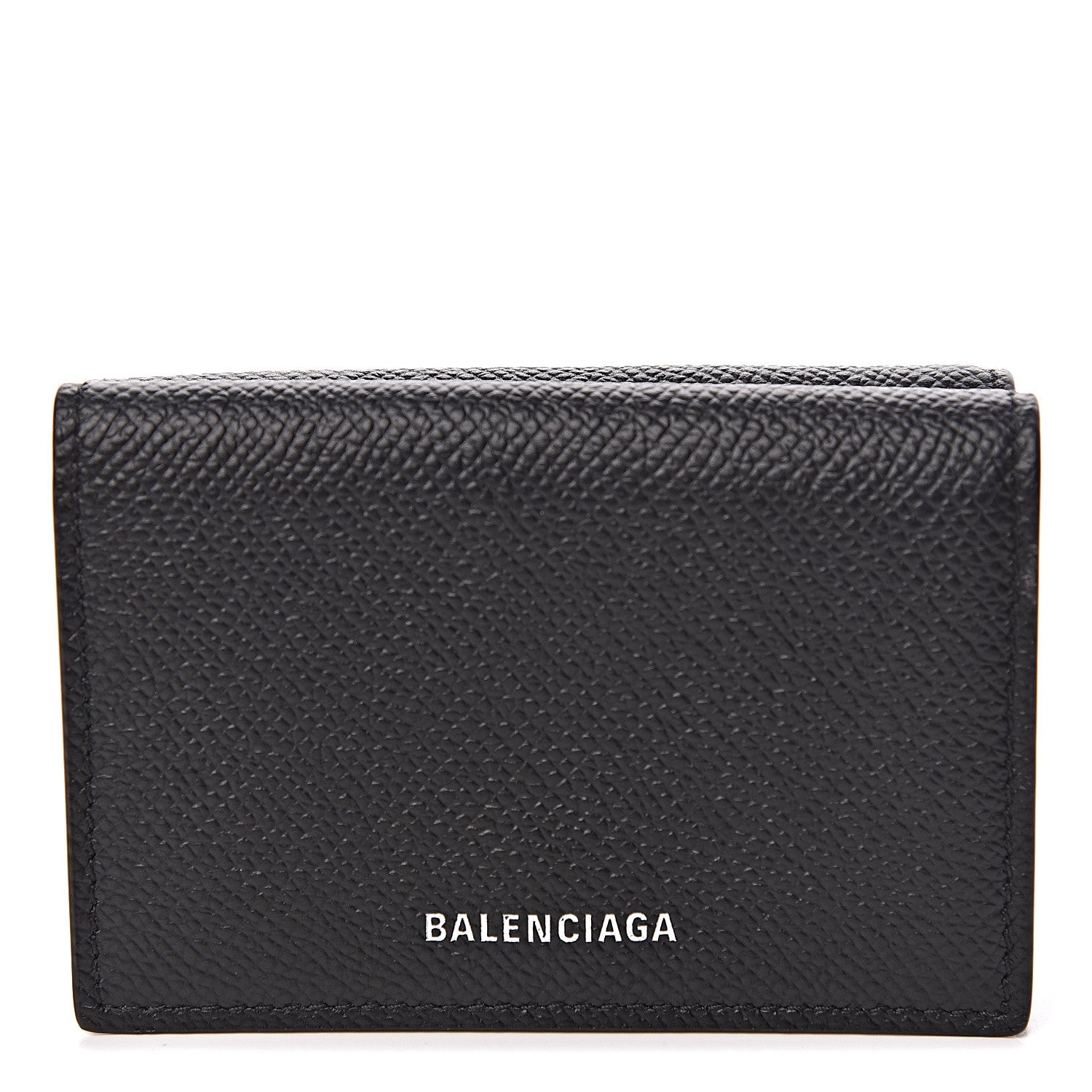 Balenciaga Signature Grained Calfskin Logo Mini Ville Wallet Black 1 of 9