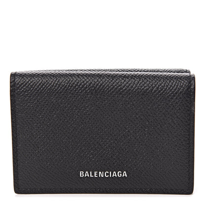 Balenciaga Signature Grained Calfskin Logo Mini Ville Wallet Black 1 of 9