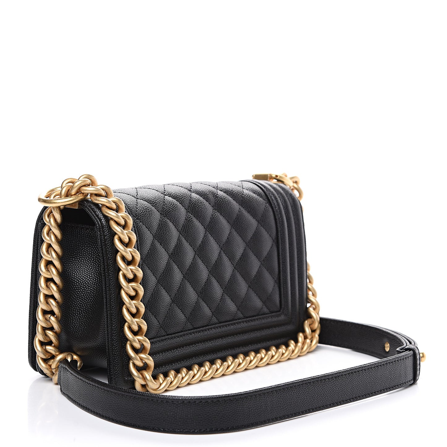 Caviar Quilted Small Boy Flap Black