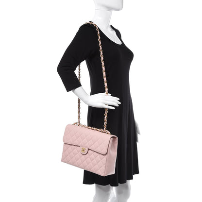 Chanel Caviar Quilted Jumbo Single Flap Light Pink 3 of 9
