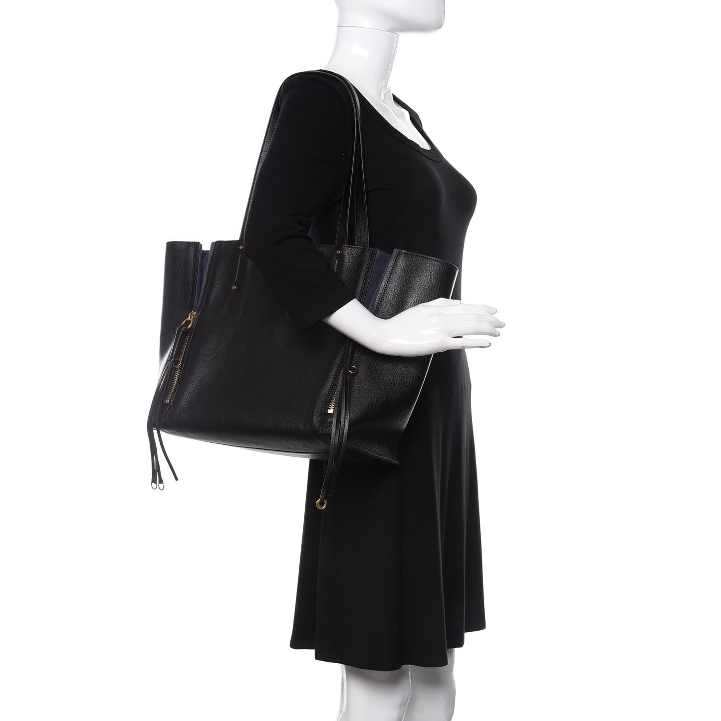 Smooth Calfskin Medium Milo Shopping Tote Black