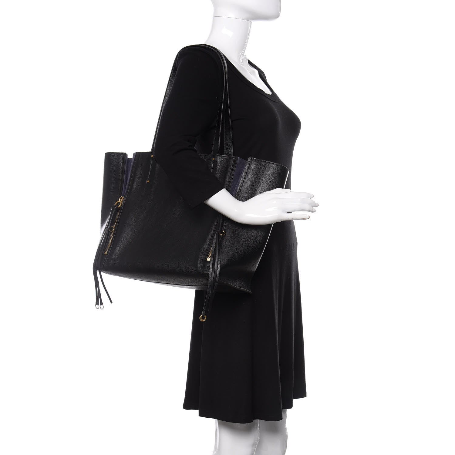 Chloe Smooth Calfskin Medium Milo Shopping Tote Black 2 of 9