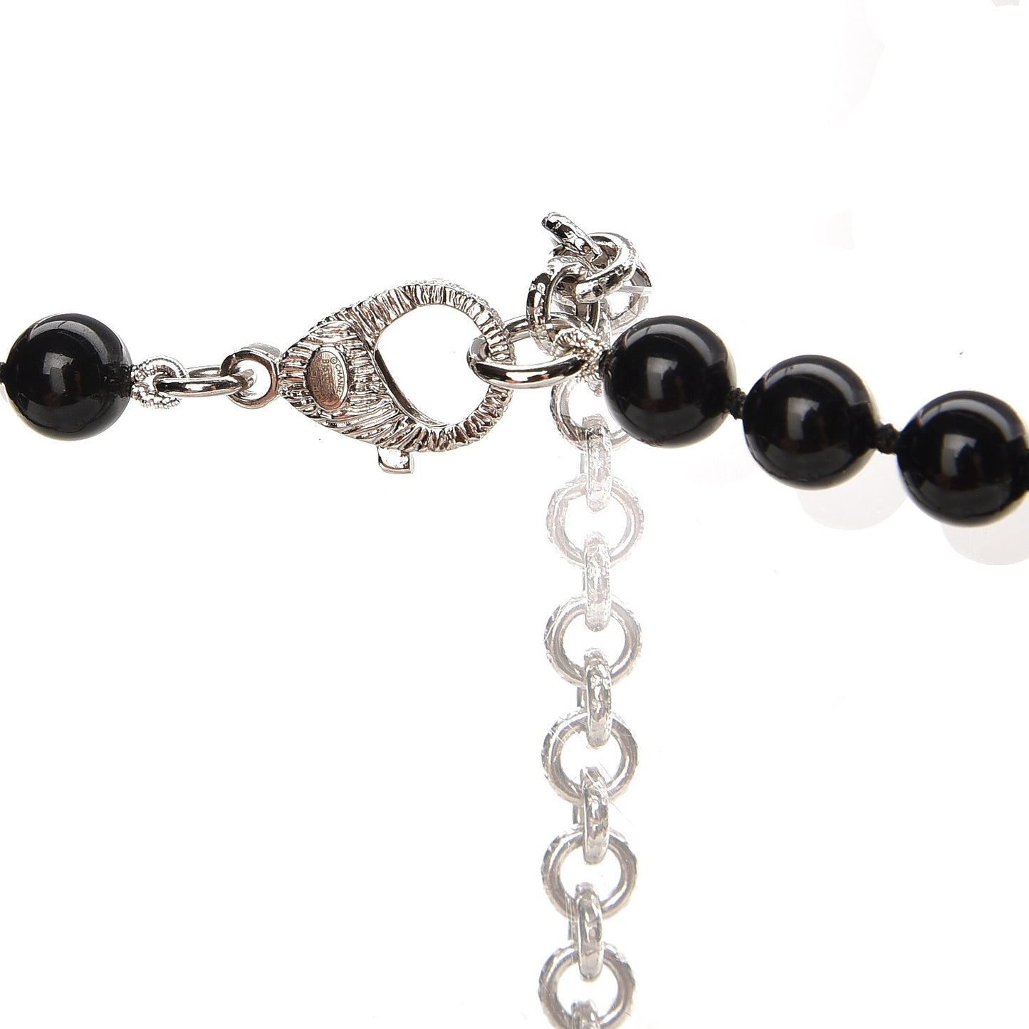 Ruthenium Baguette Crystal CC Beaded Long Necklace Black