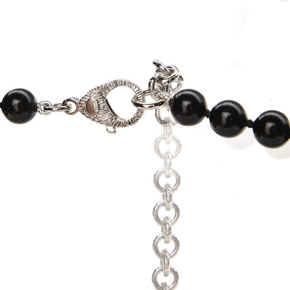 Chanel Ruthenium Baguette Crystal CC Beaded Long Necklace Black 5 of 6