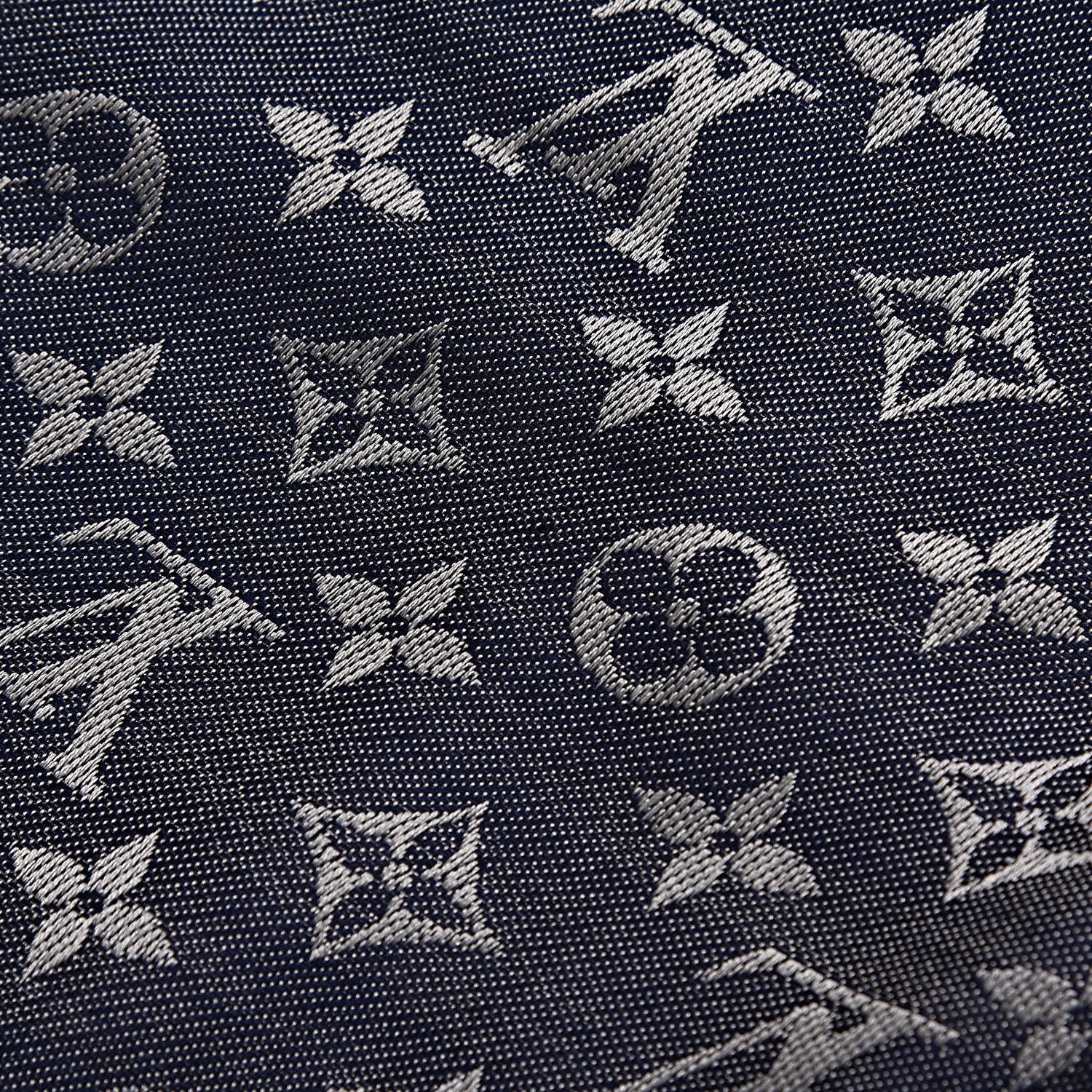Louis Vuitton Silk Wool Monogram Denim Shawl Blue 6 of 12