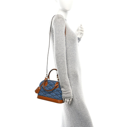 Louis Vuitton Denim Calfskin Reverse Monogram Malletage Alma BB Blue 2 of 9