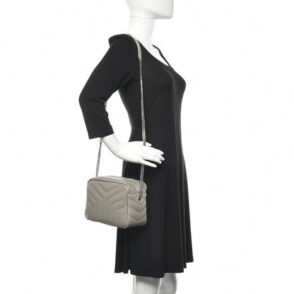Saint Laurent Calfskin Y Quilted Monogram Small Loulou Bowling Bag Light Gray 2 of 10