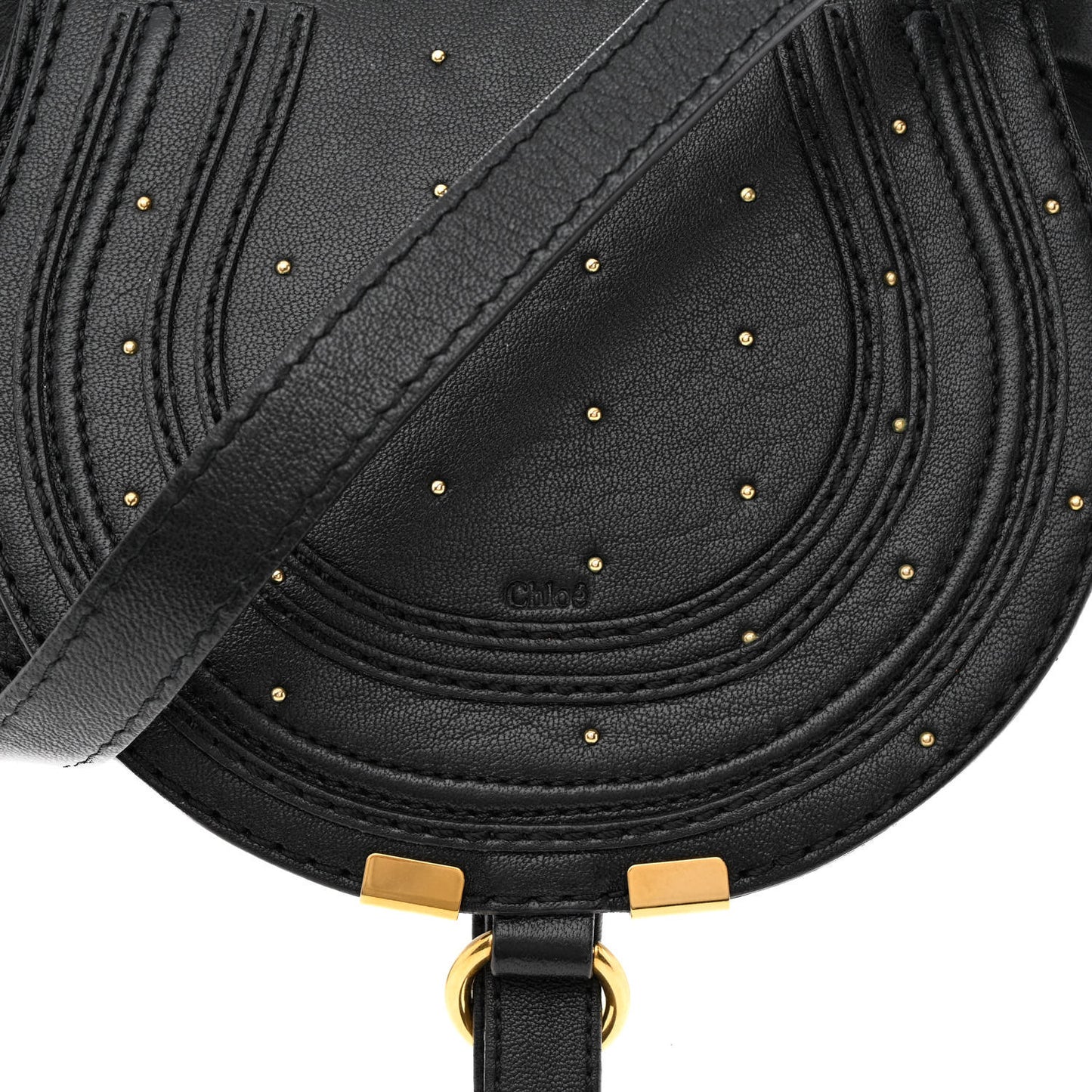 Calfskin Studded Mini Marcie Crossbody Bag Black