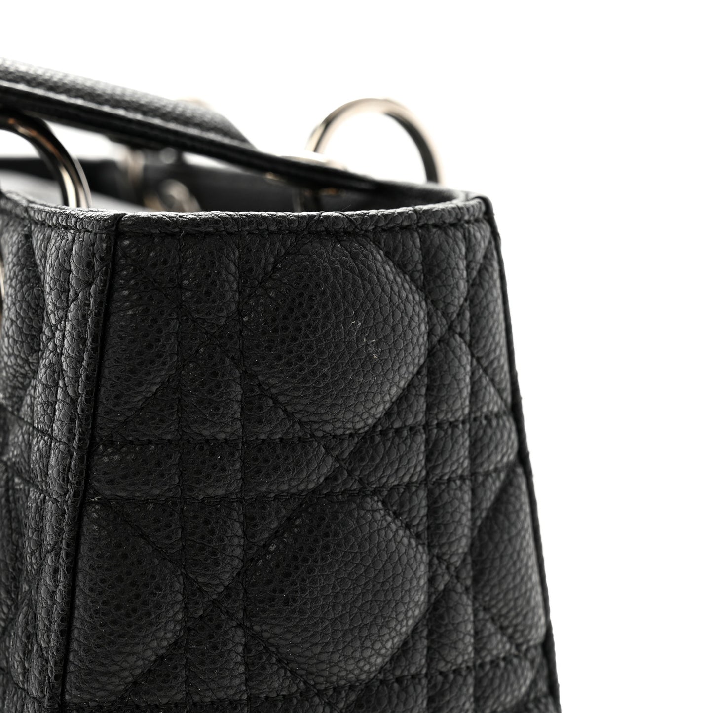 Grained Calfskin Cannage Medium Lady Dior Black