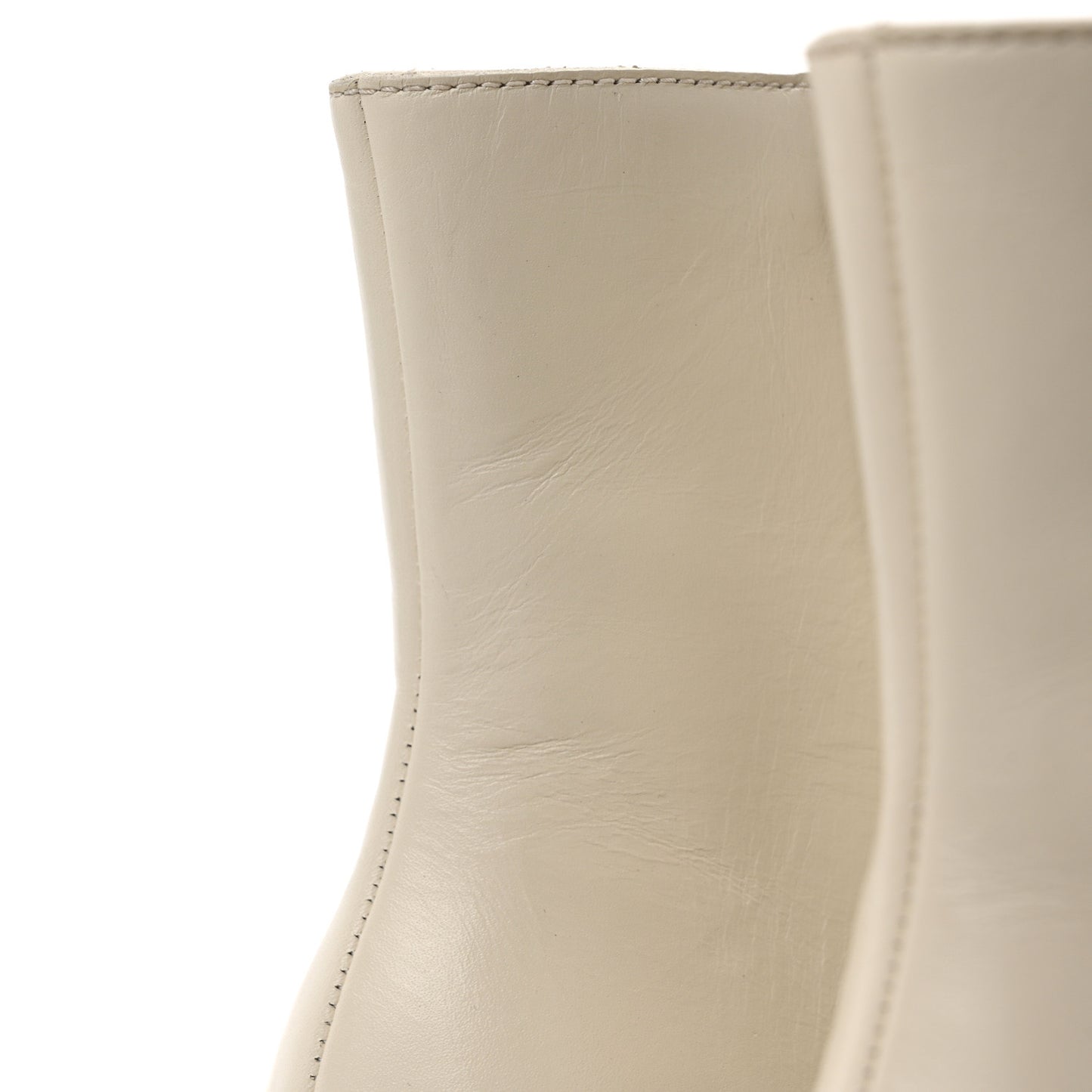 Kensington Calfskin Nappa GG Supreme Monogram Womens Double Buckle Ankle Boots 35 Mystic White Beige