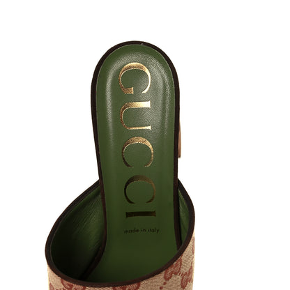 Gucci GG Monogram Kid Scamosciato Houdan Mid Heel Platform Slide Sandals 40 Beige Ruggine Maroon 7 of 10
