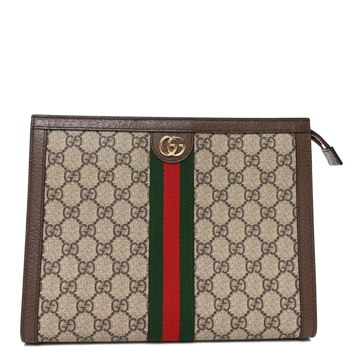 GG Supreme Monogram Web Ophidia Pouch Brown