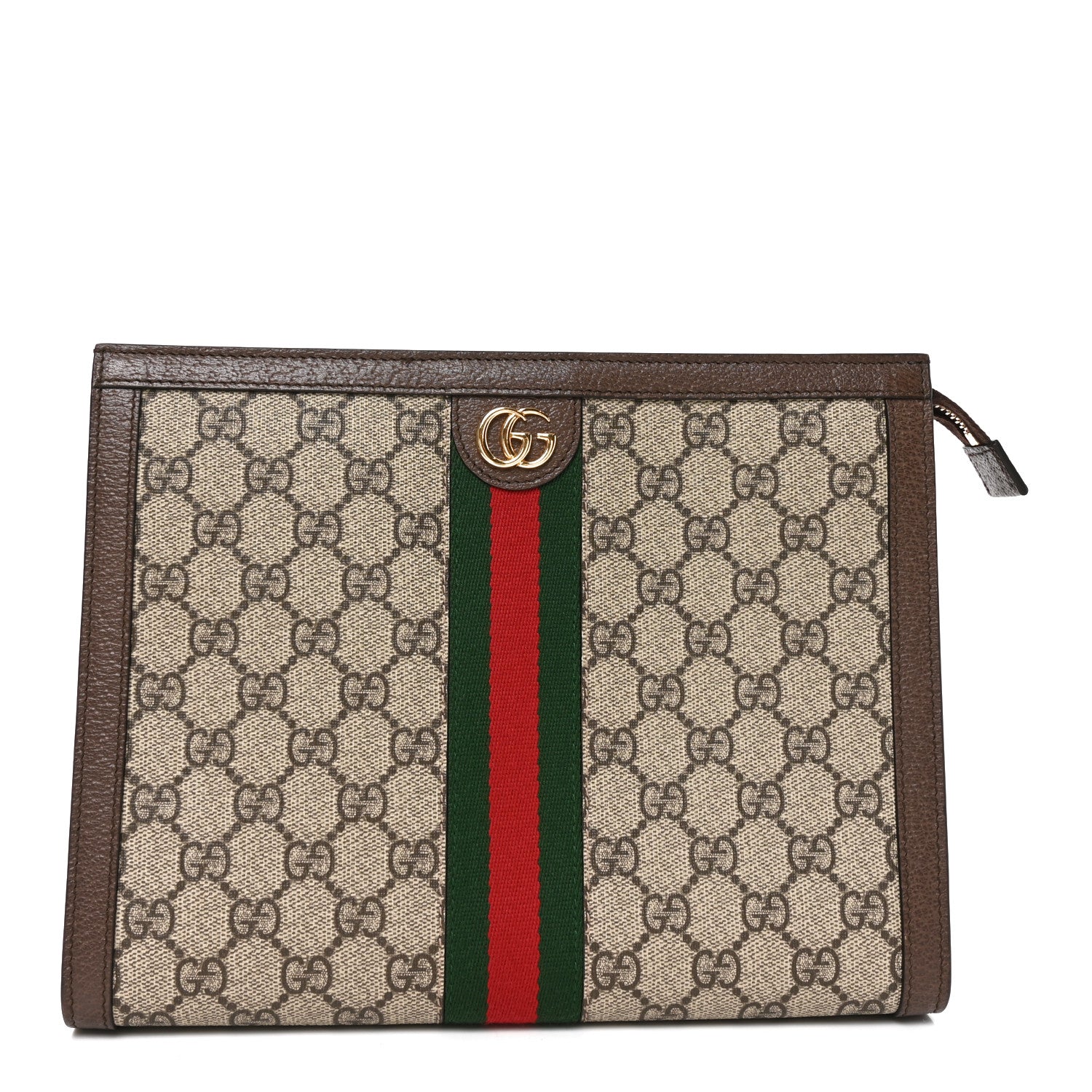 Gucci GG Supreme Monogram Web Ophidia Pouch Brown 1 of 9