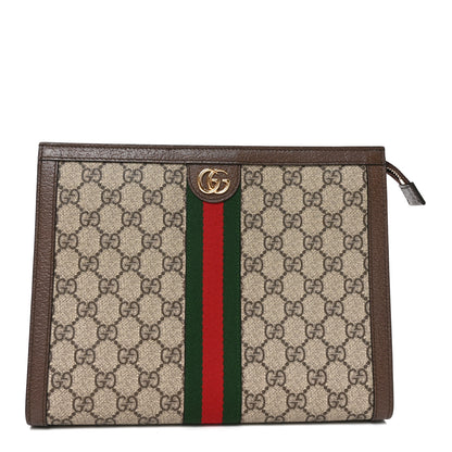 Gucci GG Supreme Monogram Web Ophidia Pouch Brown 1 of 9