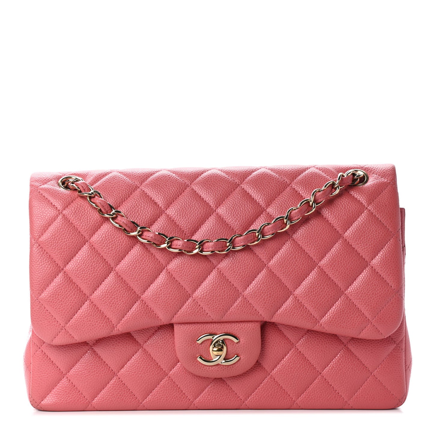 Caviar Quilted Jumbo Double Flap Dark Pink
