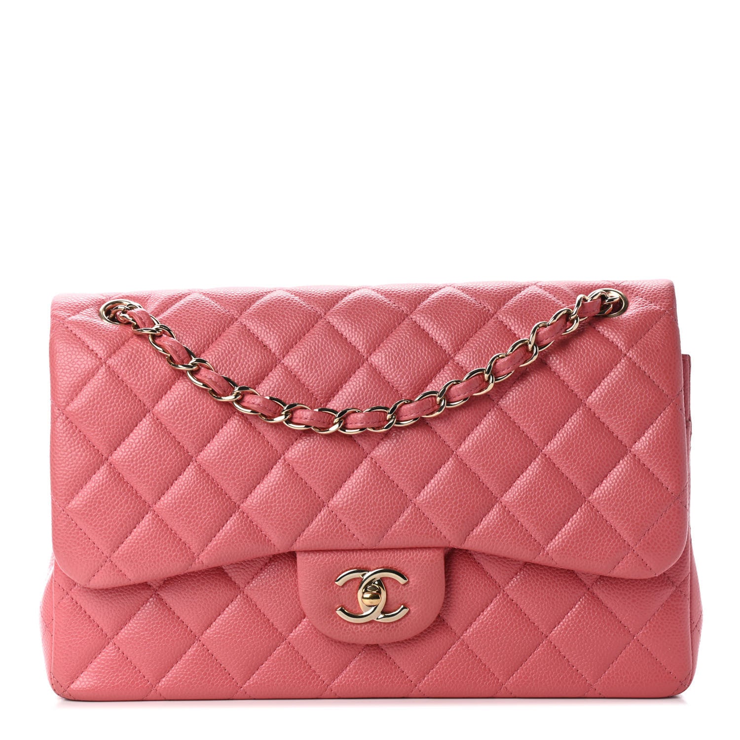 Chanel Caviar Quilted Jumbo Double Flap Dark Pink 1 of 10