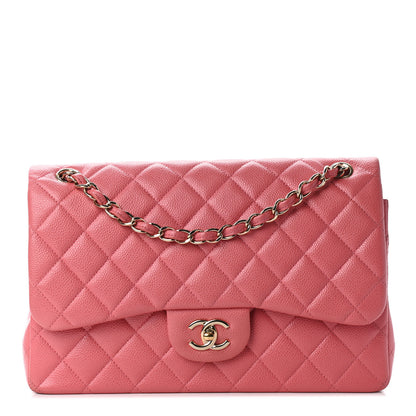 Chanel Caviar Quilted Jumbo Double Flap Dark Pink 1 of 10
