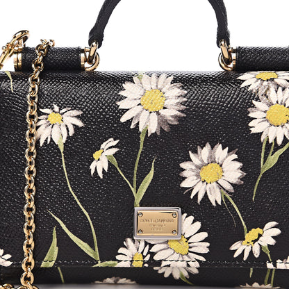 Dolce & Gabbana Dauphine Daisy Print Wallet On Chain Black 8 of 9
