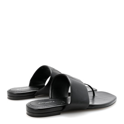 Louis Vuitton Lambskin Embossed Monogram Drapy Flat Thong Sandal 37.5 Black 5 of 9