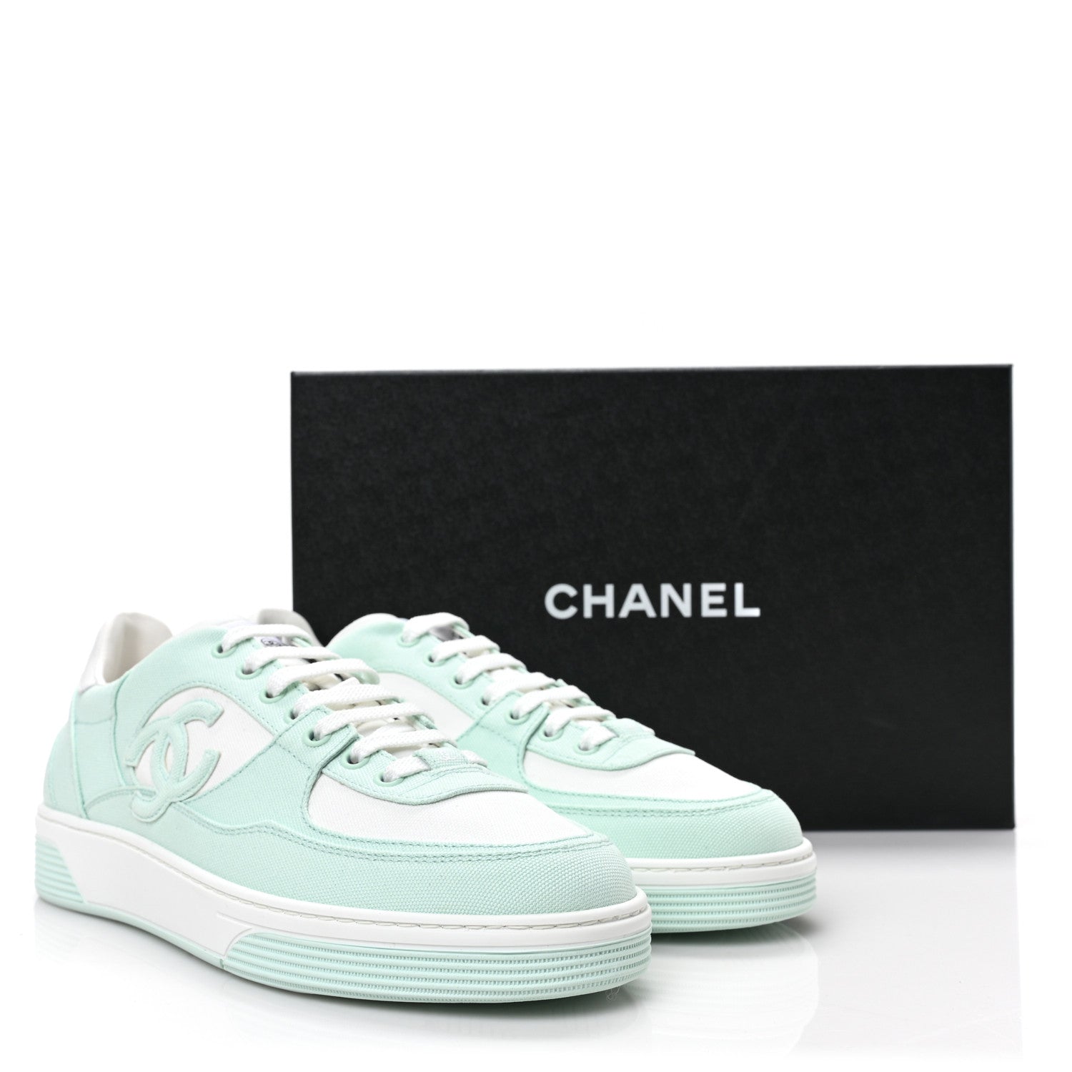 Chanel Cotton Sneakers 41 Light Turquoise White 7 of 7