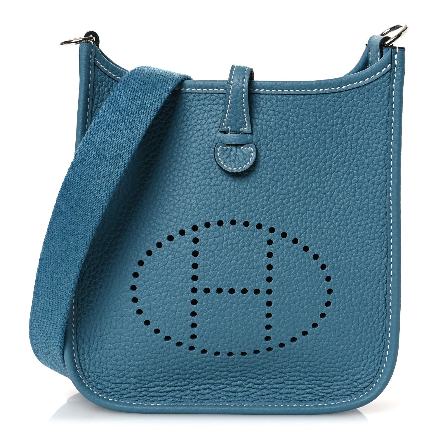 Hermes Taurillon Clemence Evelyne TPM New Blue Jean 1 of 11