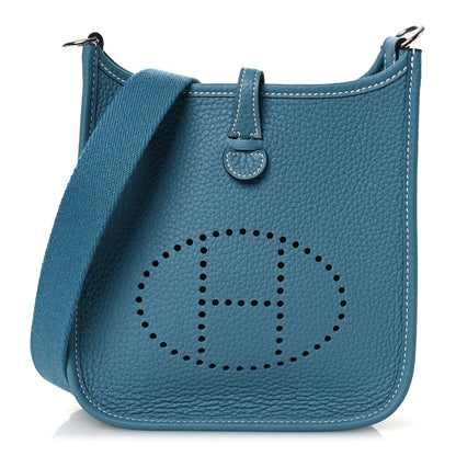 Hermes Taurillon Clemence Evelyne TPM New Blue Jean 1 of 11