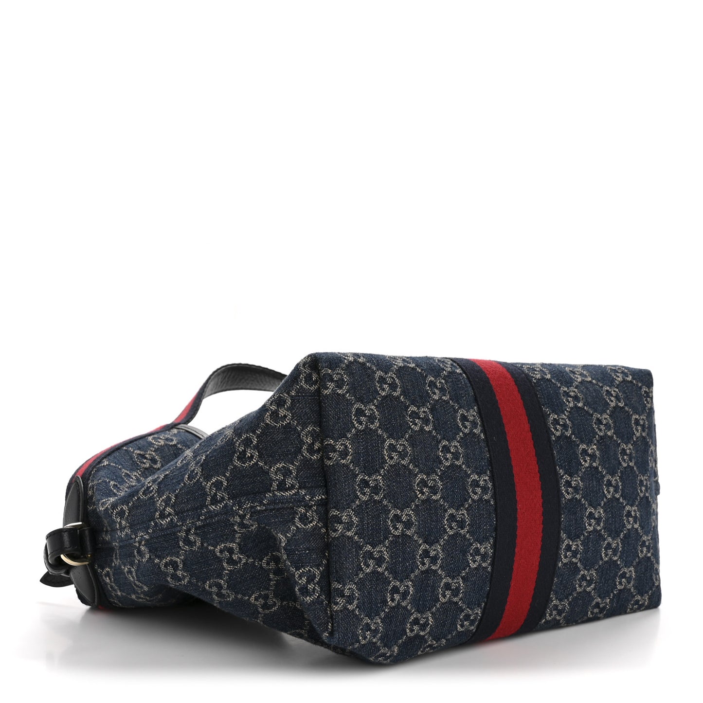 Denim GG Monogram Web Small Giglio Tote Blue White