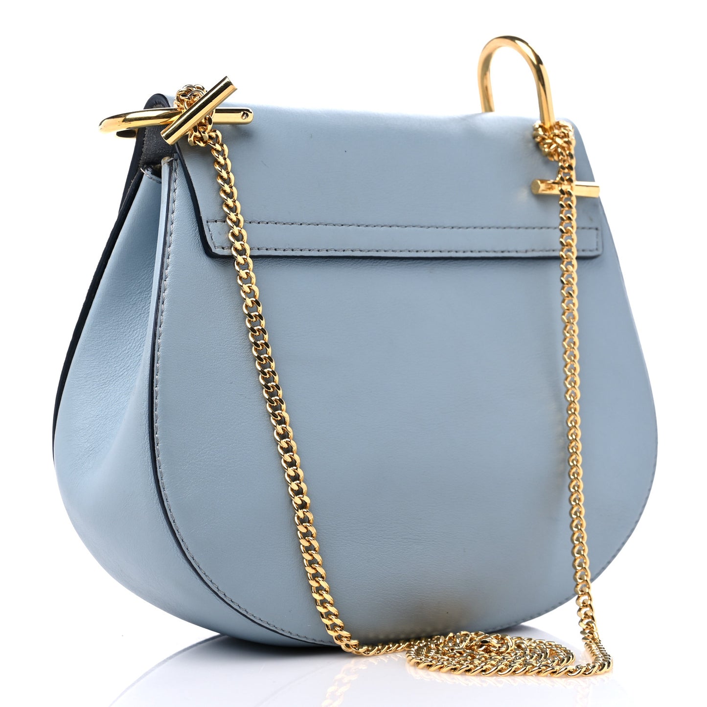 Suede Smooth Calfskin Drew Shoulder Bag Cloudy Blue