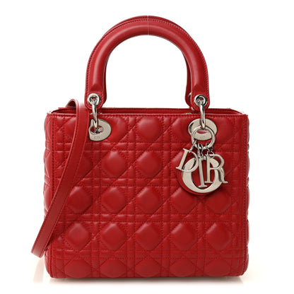 Christian Dior Lambskin Cannage Medium Lady Dior Red 1 of 9