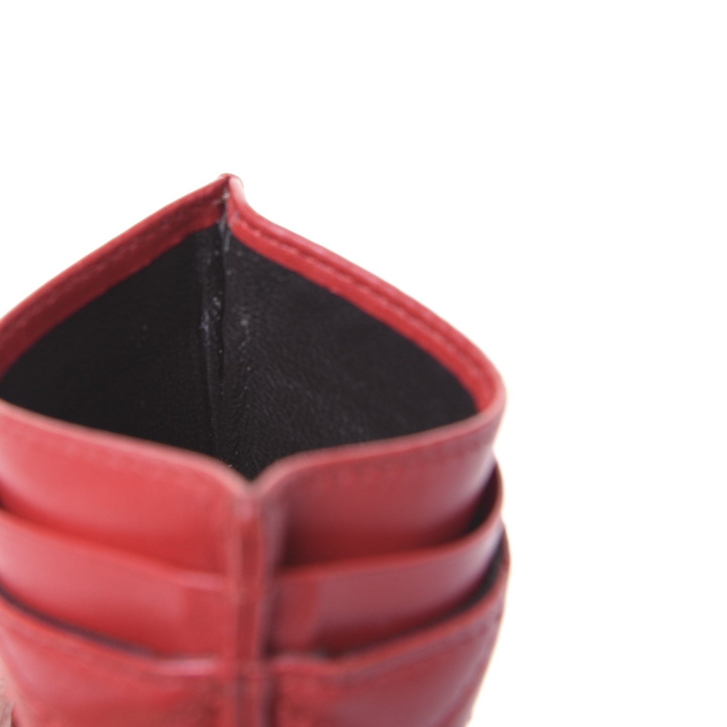 Calfskin Matelasse GG Marmont Card Holder Hibiscus Red