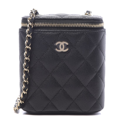Chanel Caviar Quilted Small Vertical Coco Beauty Vanity Case With Chain Black 1 of 11