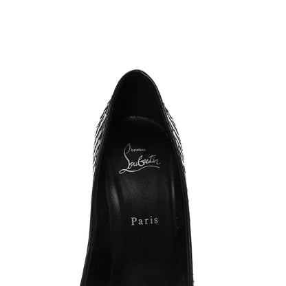 Christian Louboutin Patent Calfskin Snakeskin Embossed Kate 100 Pumps 37.5 Black 8 of 8
