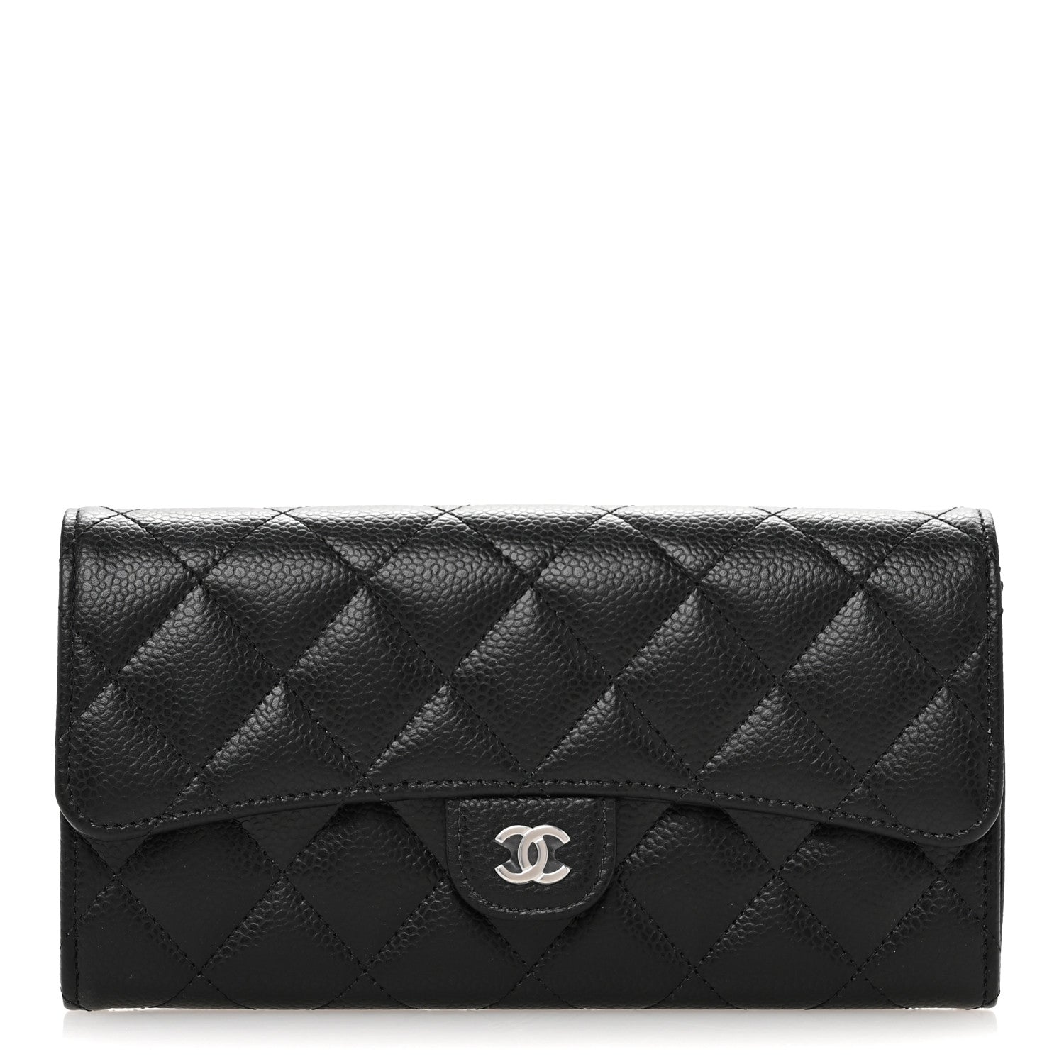 Chanel Caviar Quilted Large Gusset Flap Wallet Black 1 of 9