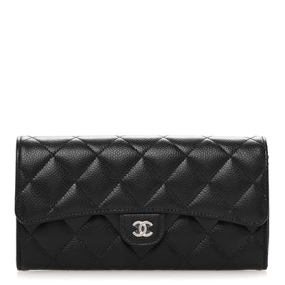 Chanel Caviar Quilted Large Gusset Flap Wallet Black 1 of 9