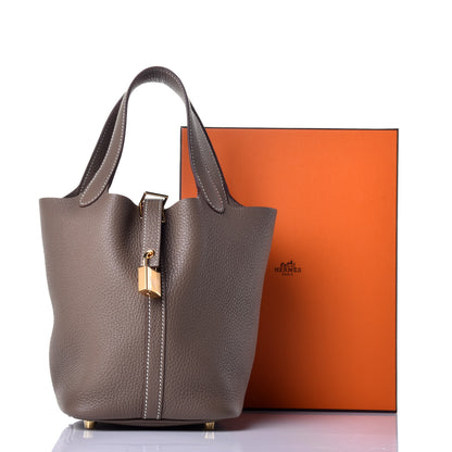 Hermes Taurillon Clemence Picotin Lock 18 PM Etoupe 9 of 9