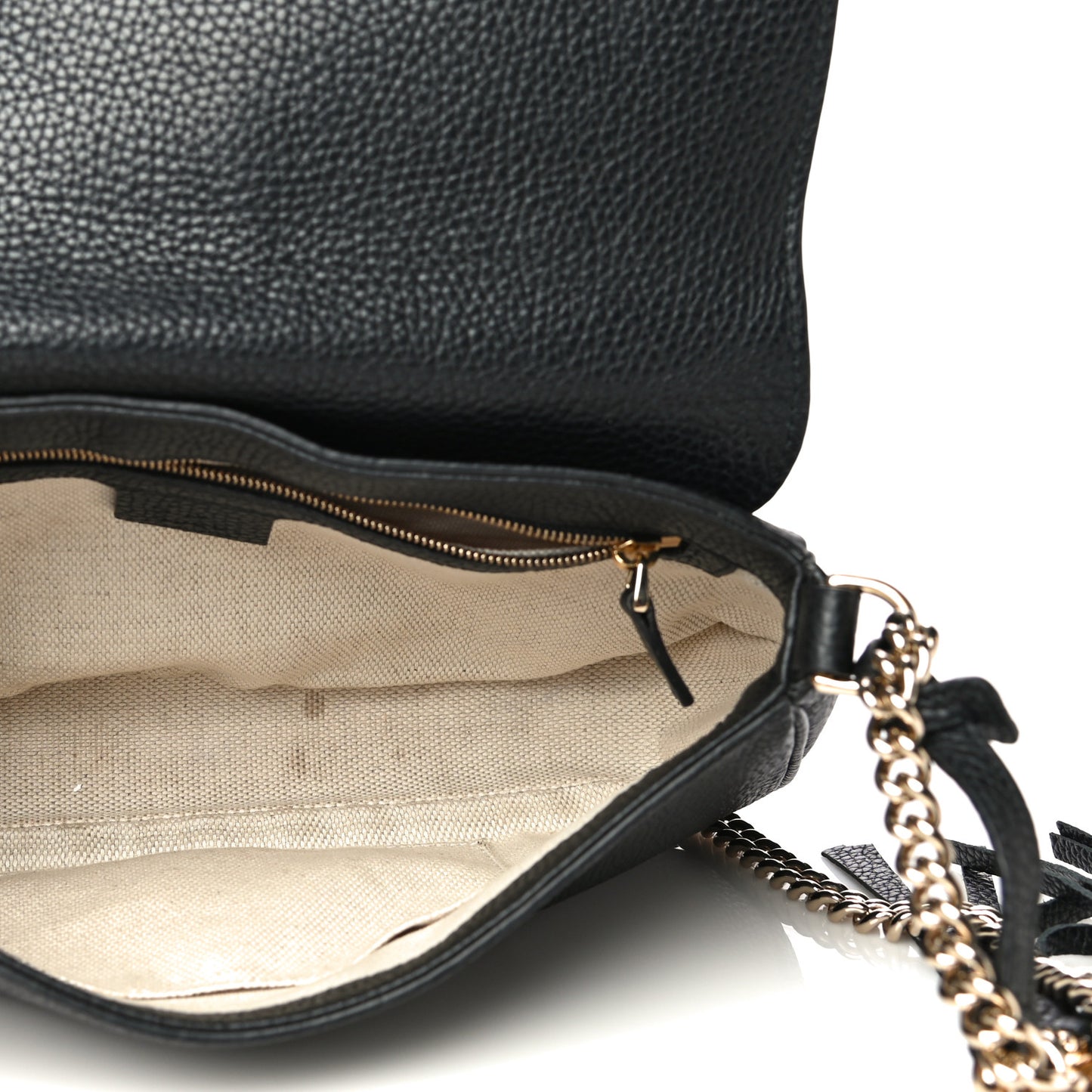 Pebbled Calfskin Medium Soho Flap Crossbody Black