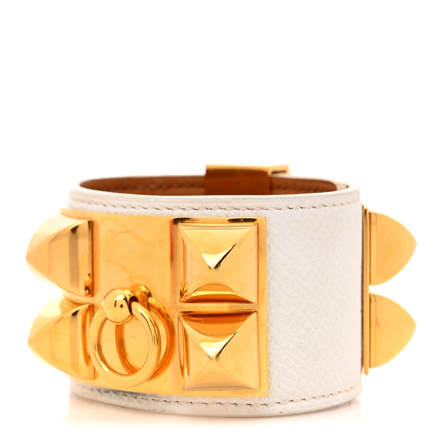 Hermes Epsom Collier De Chien CDC Bracelet S White 1 of 7