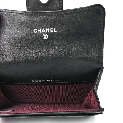Chanel Lambskin Quilted Glitter CC Flap Card Holder Wallet Black 5 of 12