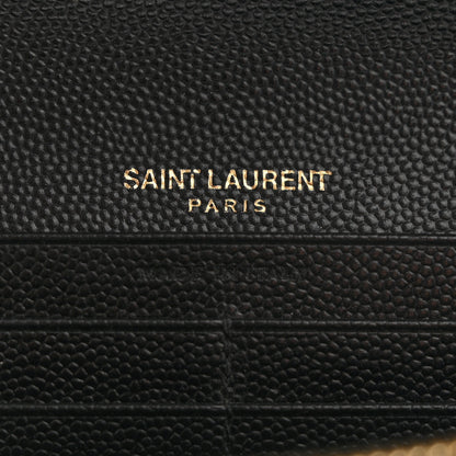 Saint Laurent Grain De Poudre Matelasse Chevron Monogram Flap Wallet Black 5 of 11