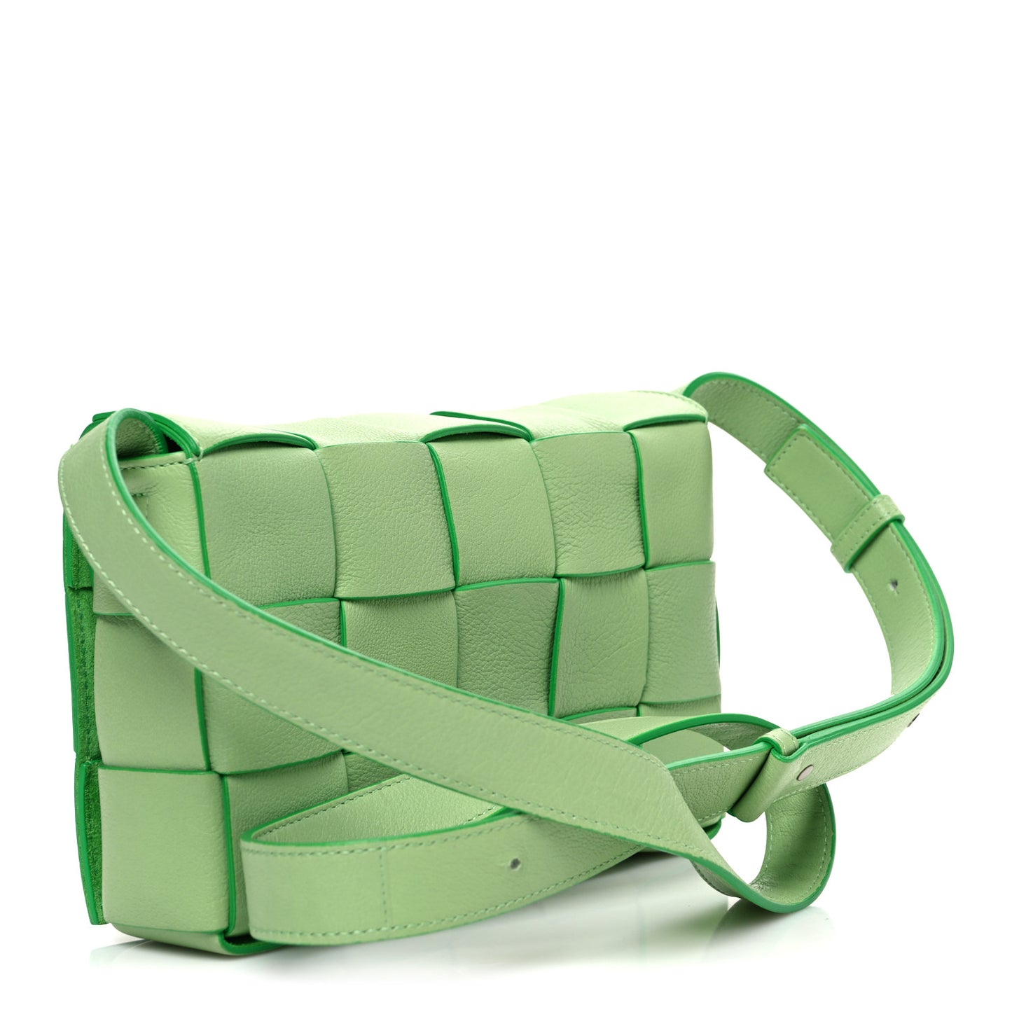 Grained Calfskin Maxi Intrecciato Cassette Crossbody Bag Pistachio