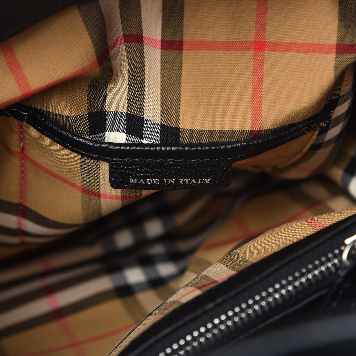 Burberry Derby Calfskin House Check Medium Banner Tote Black 8 of 10