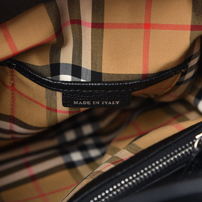 Burberry Derby Calfskin House Check Medium Banner Tote Black 8 of 10