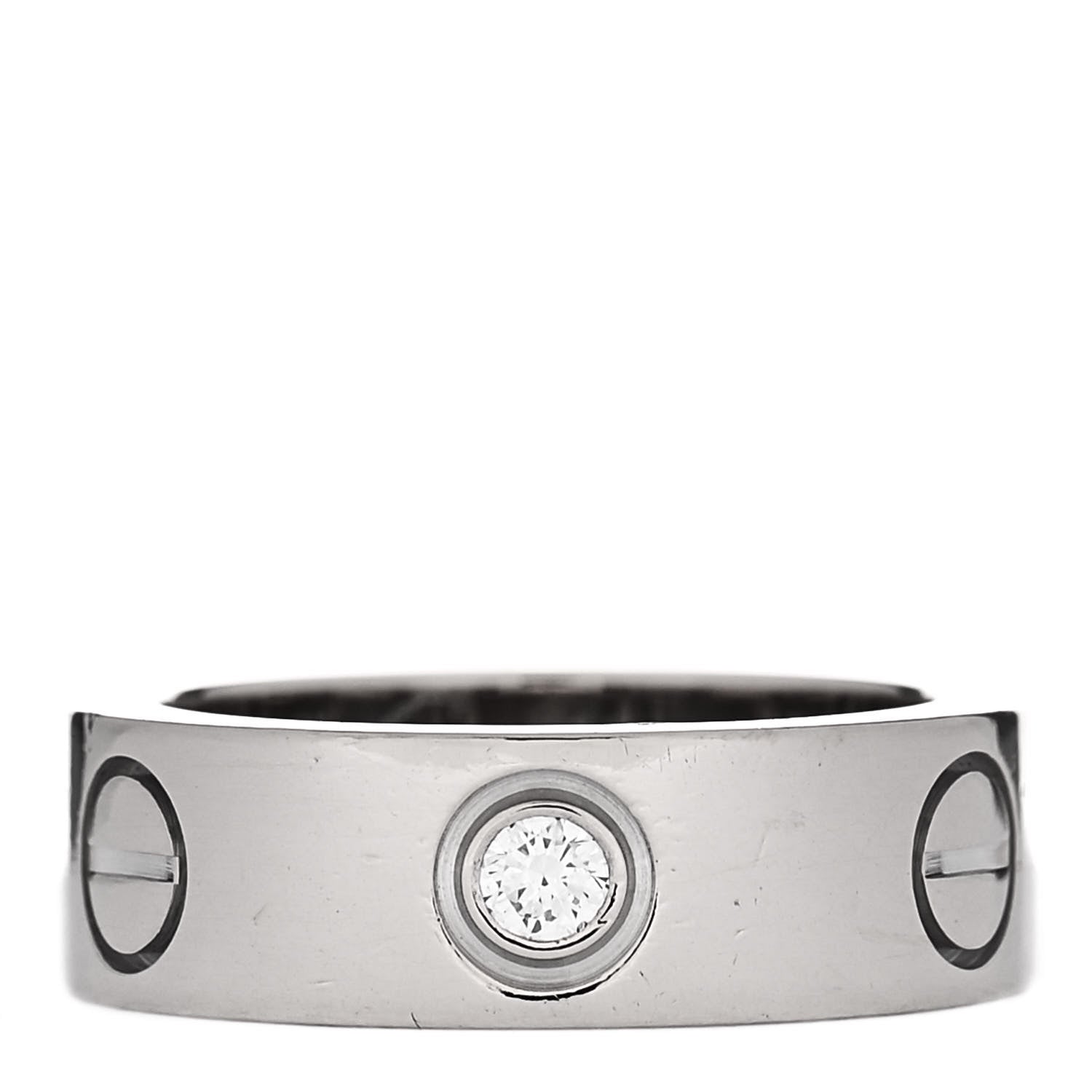 Cartier 18K White Gold 3 Diamond 5.5mm LOVE Ring 46 3.75 1 of 4