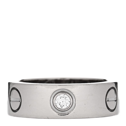 Cartier 18K White Gold 3 Diamond 5.5mm LOVE Ring 46 3.75 1 of 4