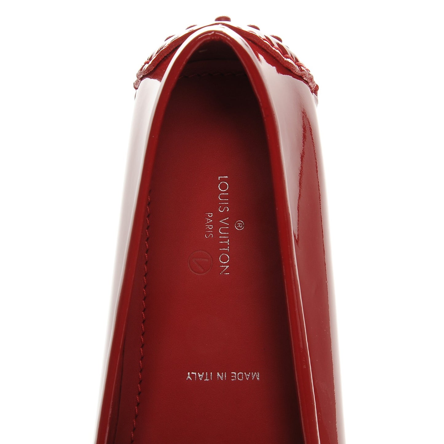 Patent Calfskin Parklane Flat Loafer 38 Rouge