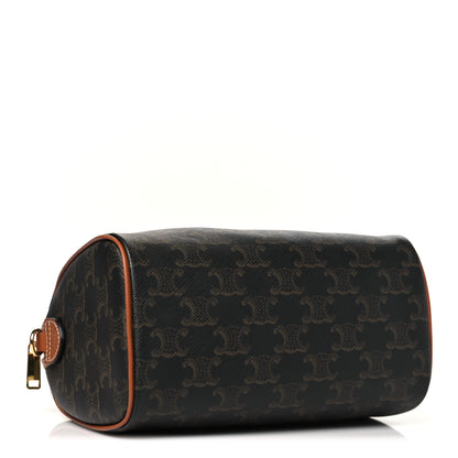 Celine Triomphe Canvas Calfskin Small Boston Bag Tan 4 of 9