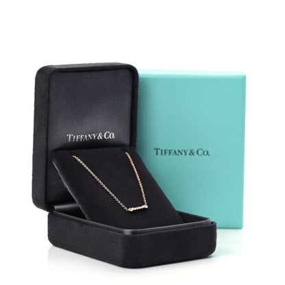Tiffany 18K Rose Gold Diamond Fleur de Lis Key Bar Pendant Necklace 6 of 6