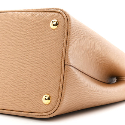 Prada Saffiano Cuir Small Double Bag Caramel 9 of 9