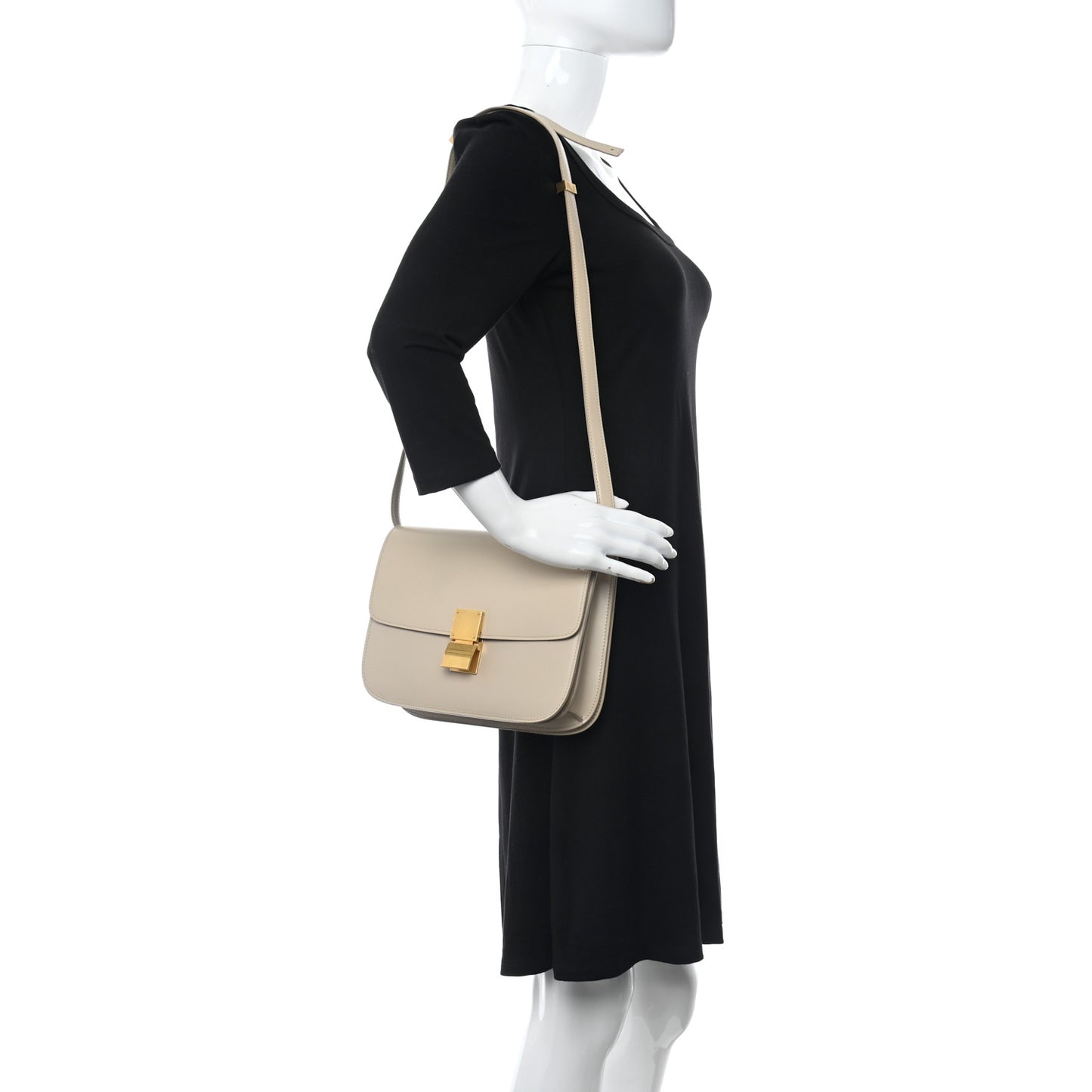 Box Calfskin Medium Classic Box Bag Linen