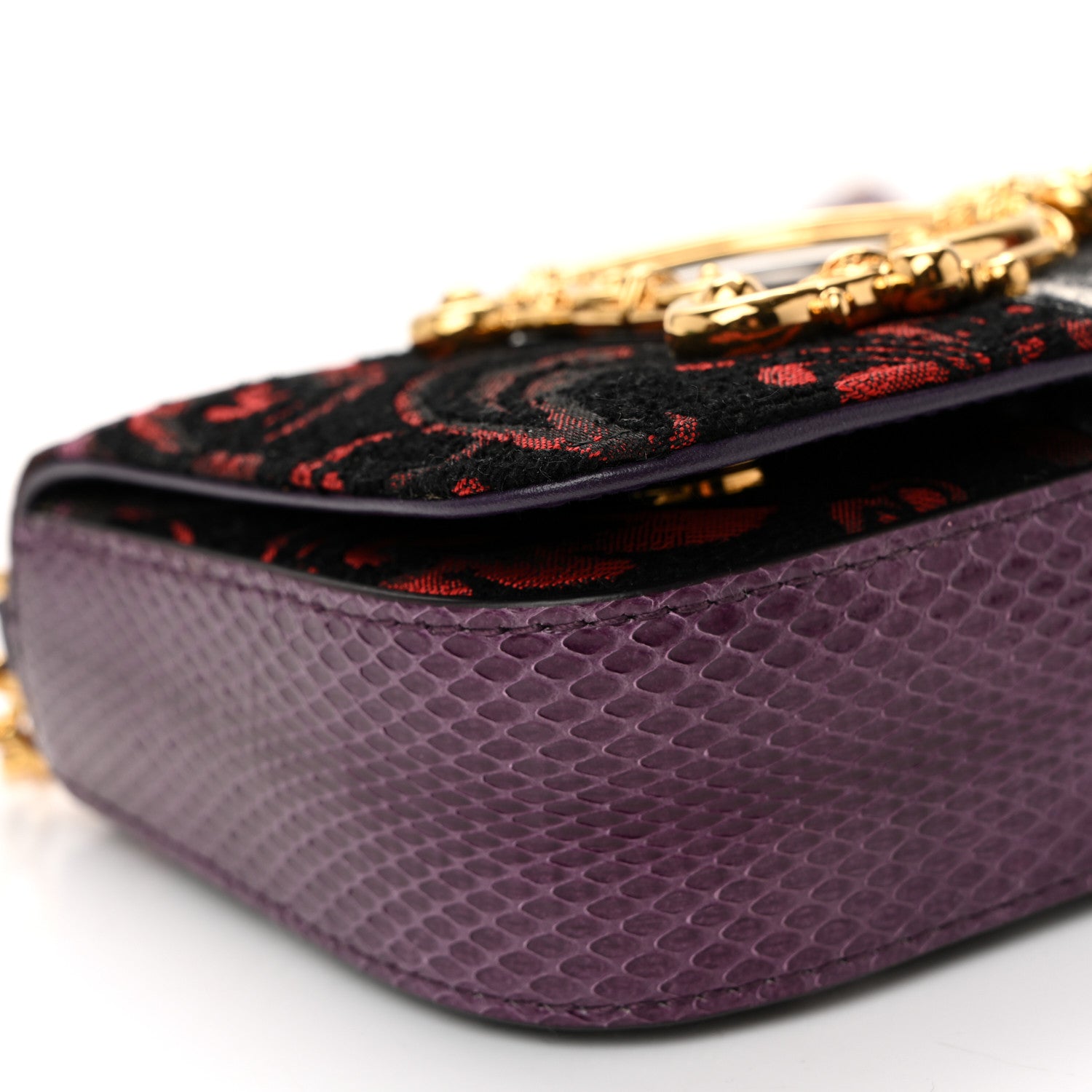 Dolce & Gabbana Patchwork Snakeskin Brocade DG Girls Chain Shoulder Bag Multicolor 9 of 10